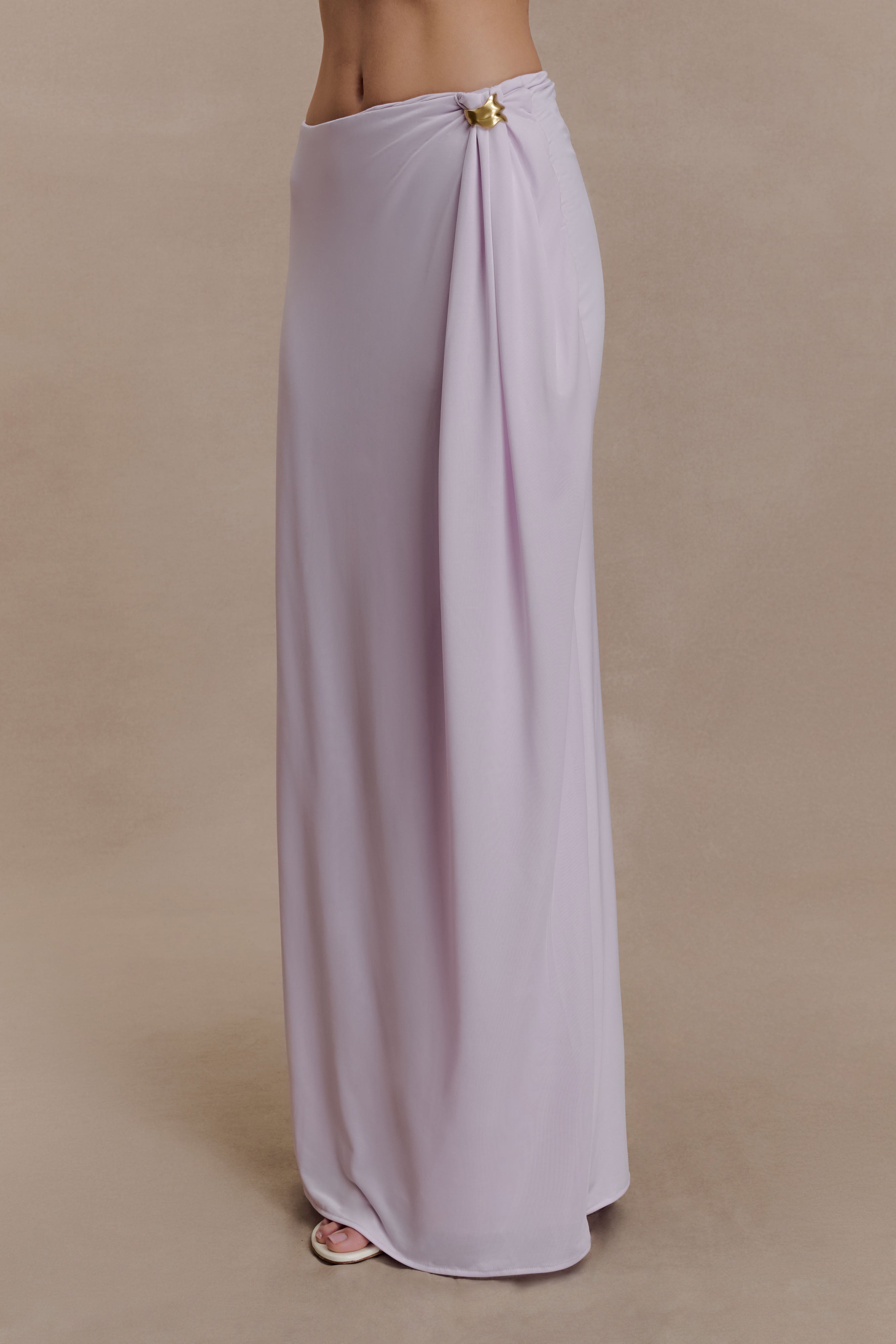 Bridget Slinky Maxi Skirt With Hardware - Dusty Lilac