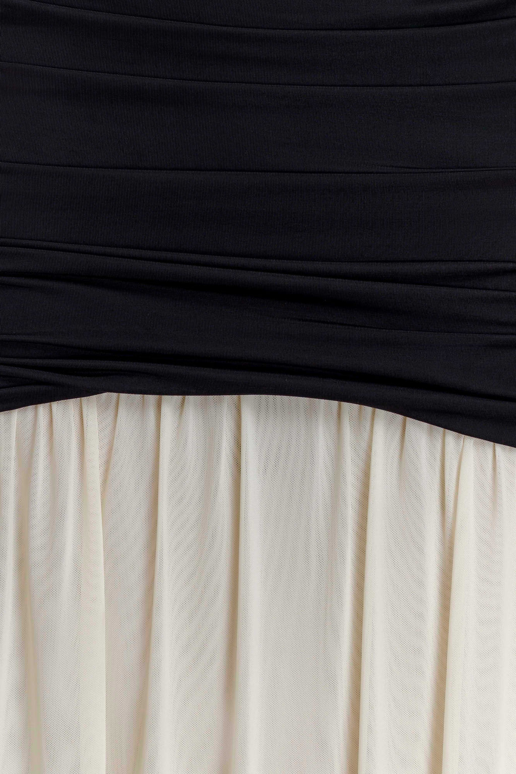 Hailee Slinky And Mesh Halter Maxi Dress - Black/White