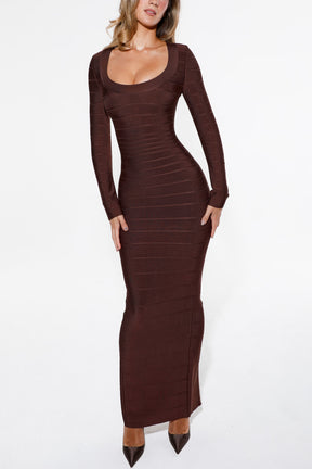 The OG chocolat long sleeve bandage maxi dress