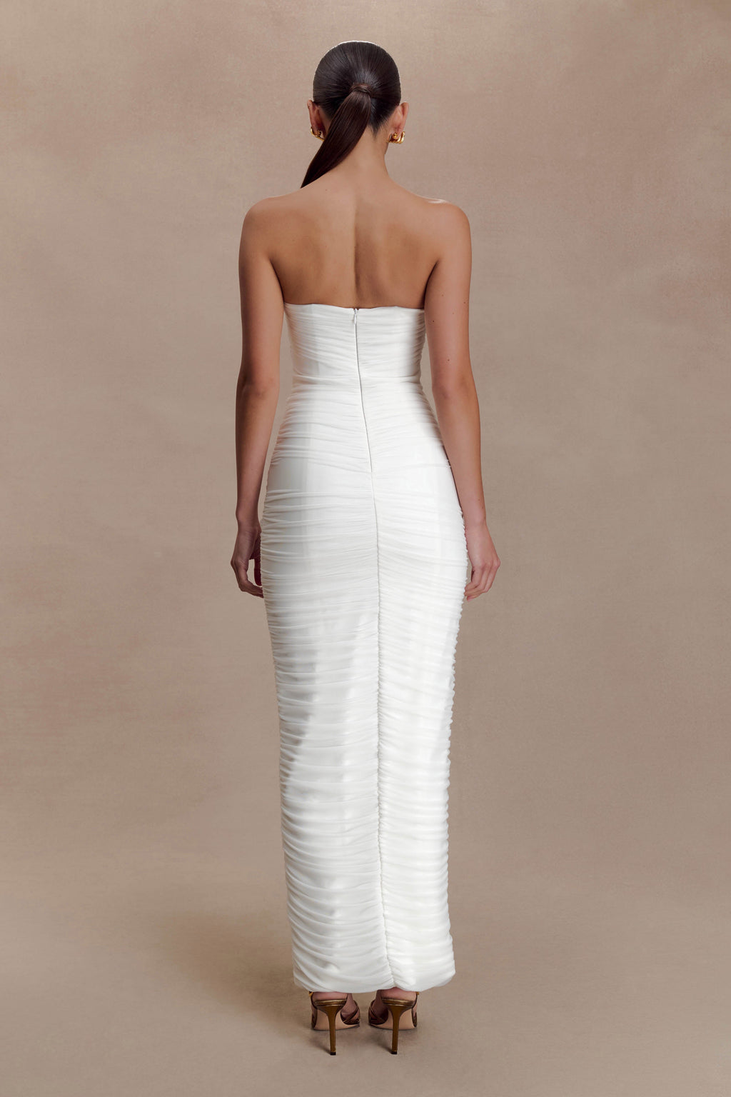 Jianna Strapless Mesh Maxi Dress - Ivory