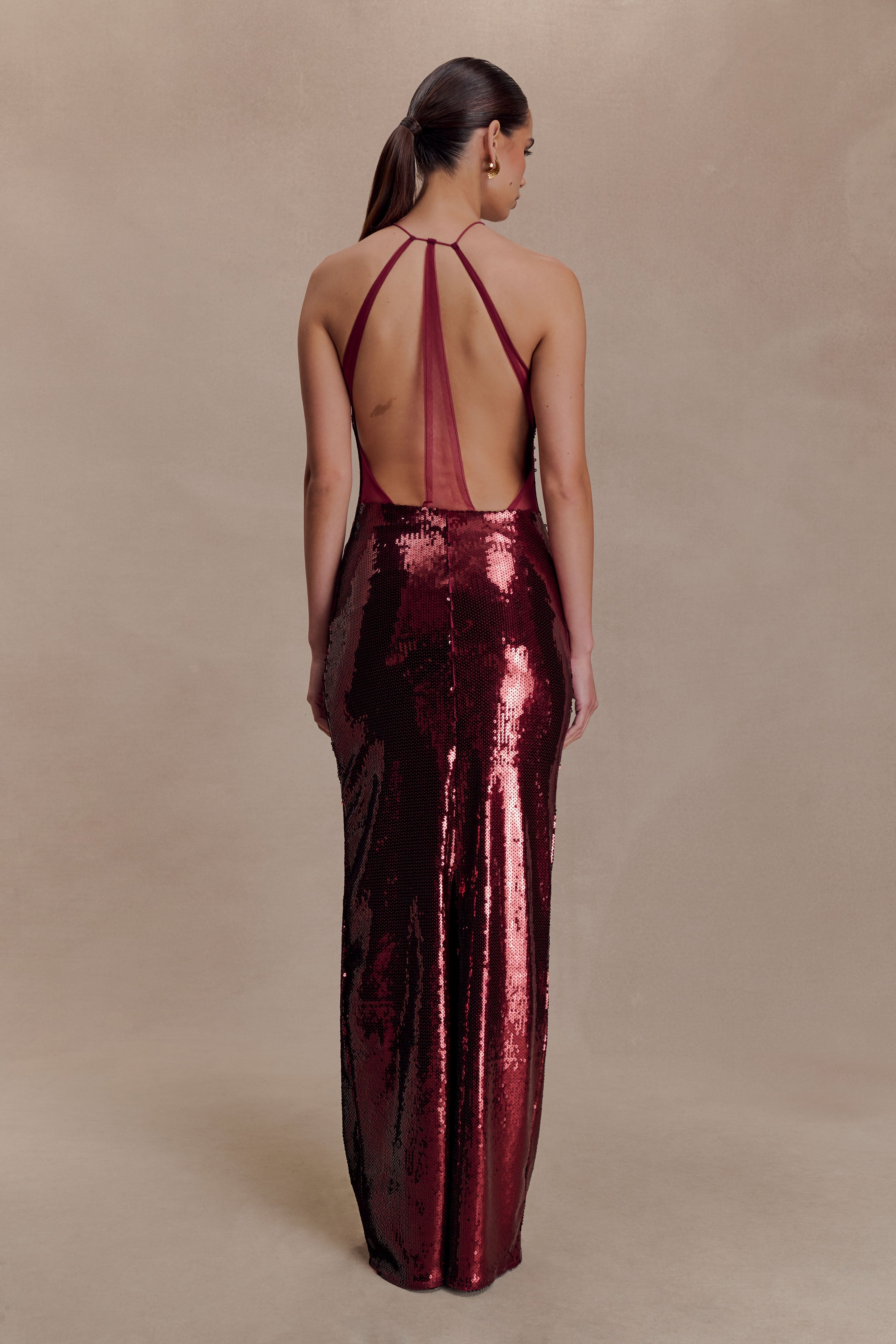 Baldwin Sequin Cut Out Maxi Dress - Mahogany
