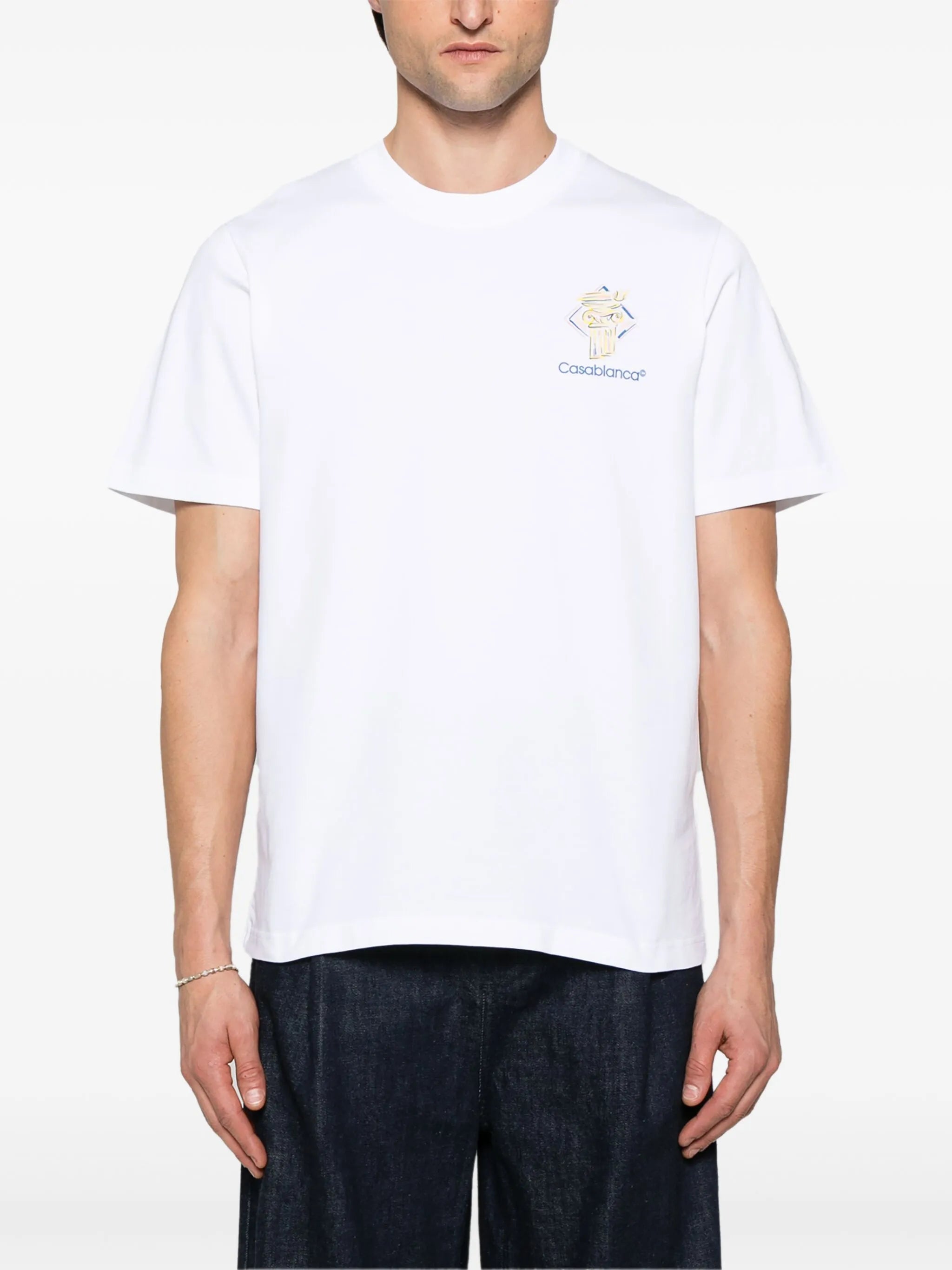 Casablanca Diamond Column Printed T-Shirt in White