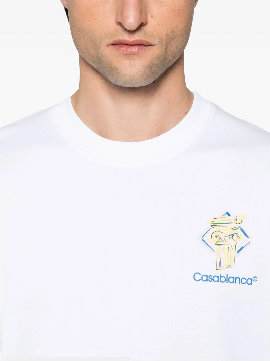 Casablanca Diamond Column Printed T-Shirt in White
