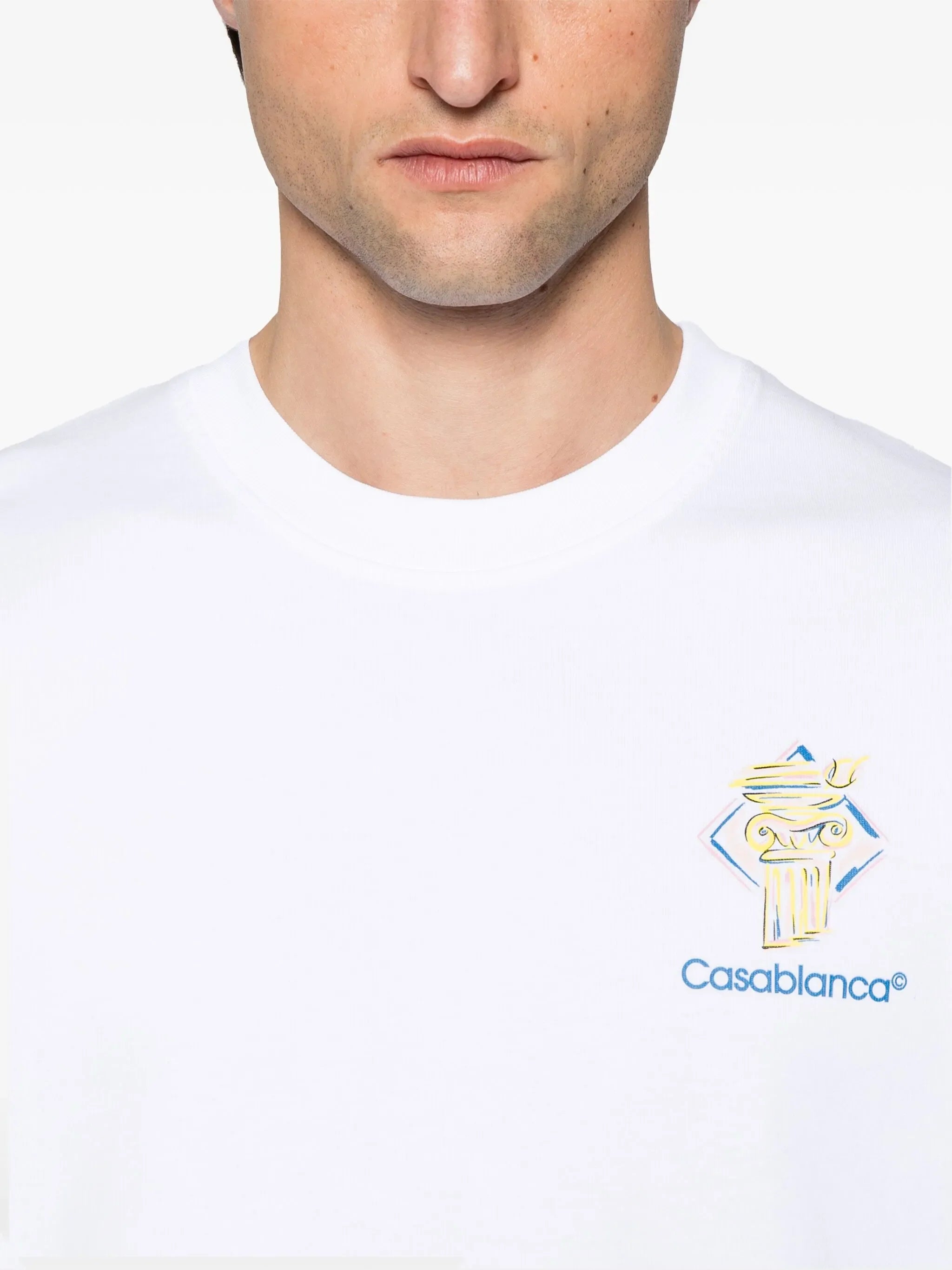 Casablanca Diamond Column Printed T-Shirt in White