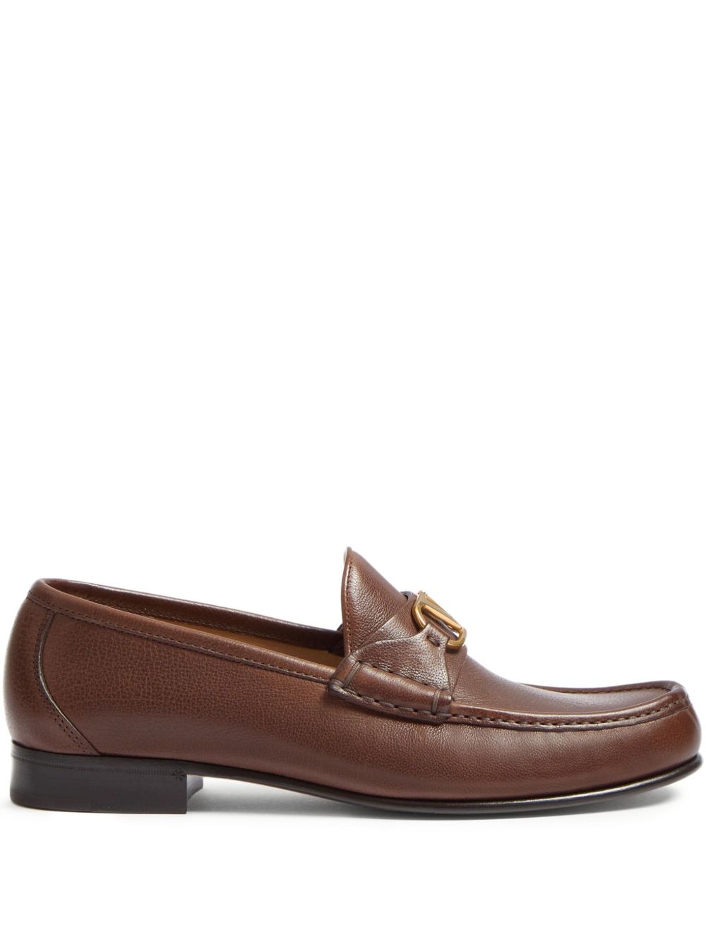 Valentino Garavani V-Logo Leather Loafers – Brown