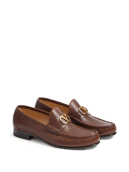 Valentino Garavani V-Logo Leather Loafers – Brown
