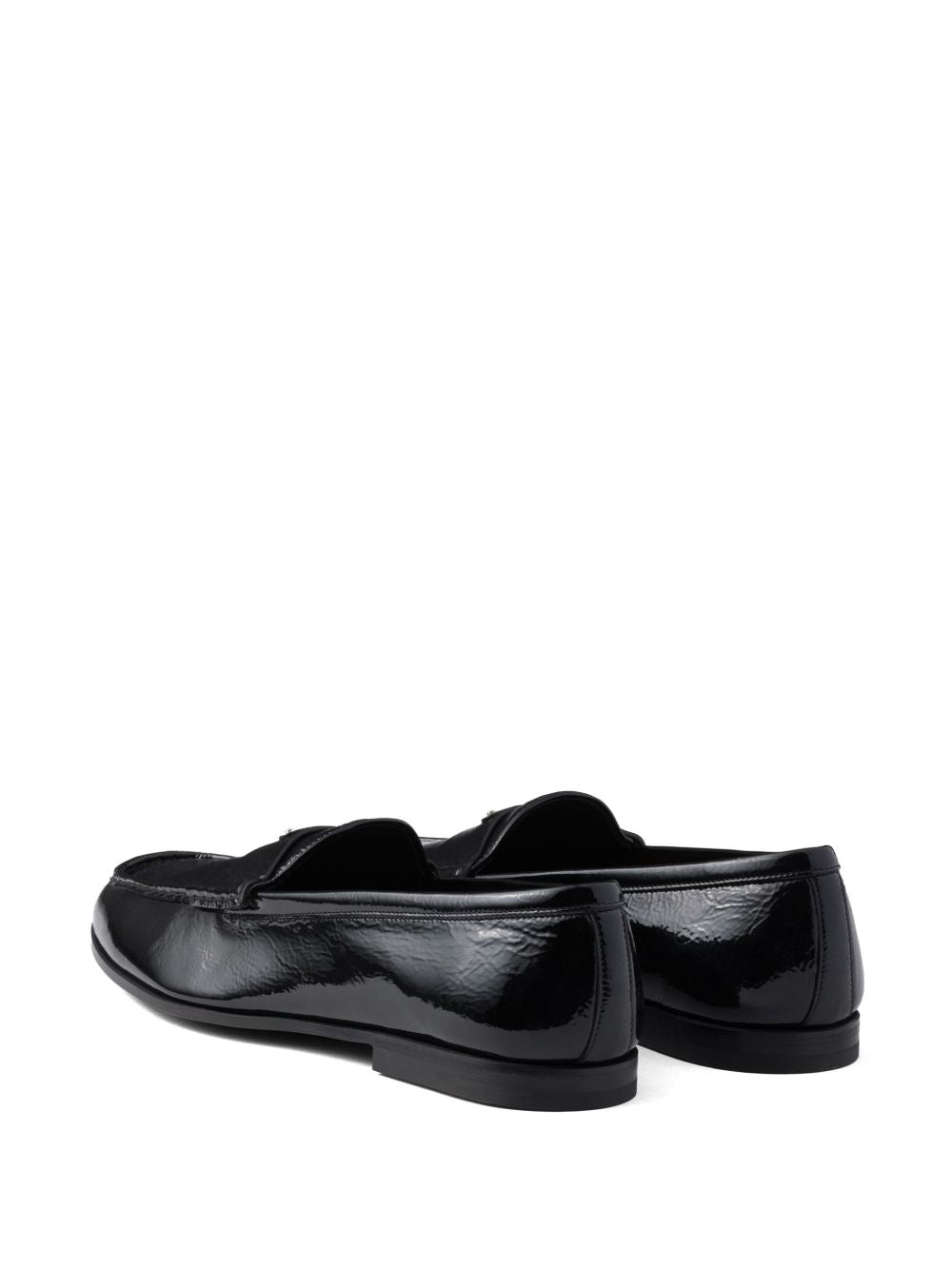 Prada Brushed Leather Loafers with Triangle Logo – Black