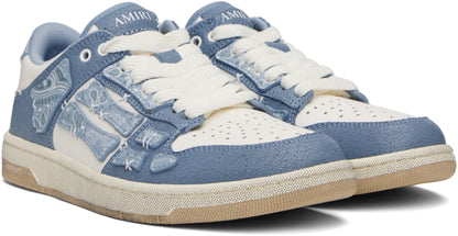 Blue & White Bandana Skel Top Low Sneakers