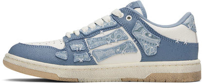 Blue & White Bandana Skel Top Low Sneakers
