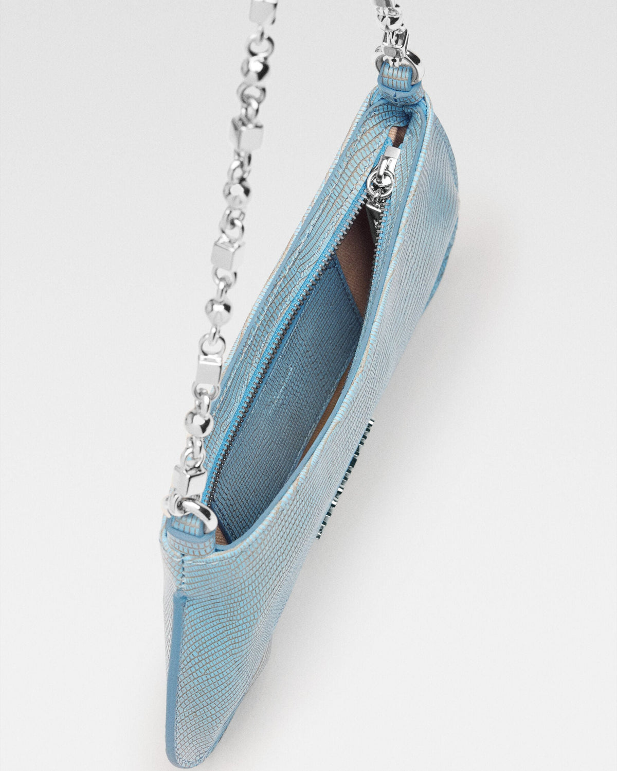 The small Bisou Chaine Light Blue Snake Skin