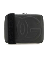 Dark grey leather crossbody bag