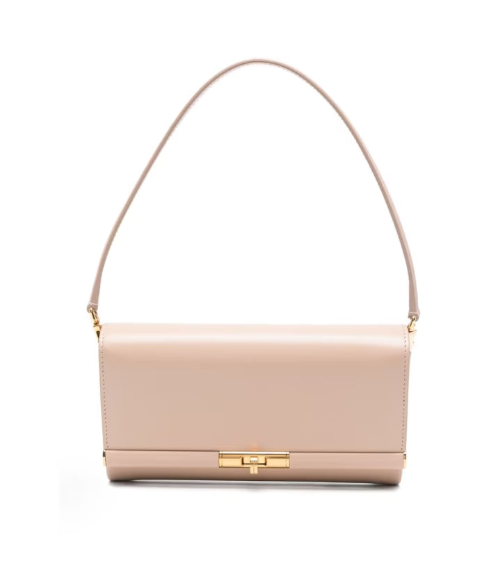 Beige Twist-Lock Shoulder Bag
