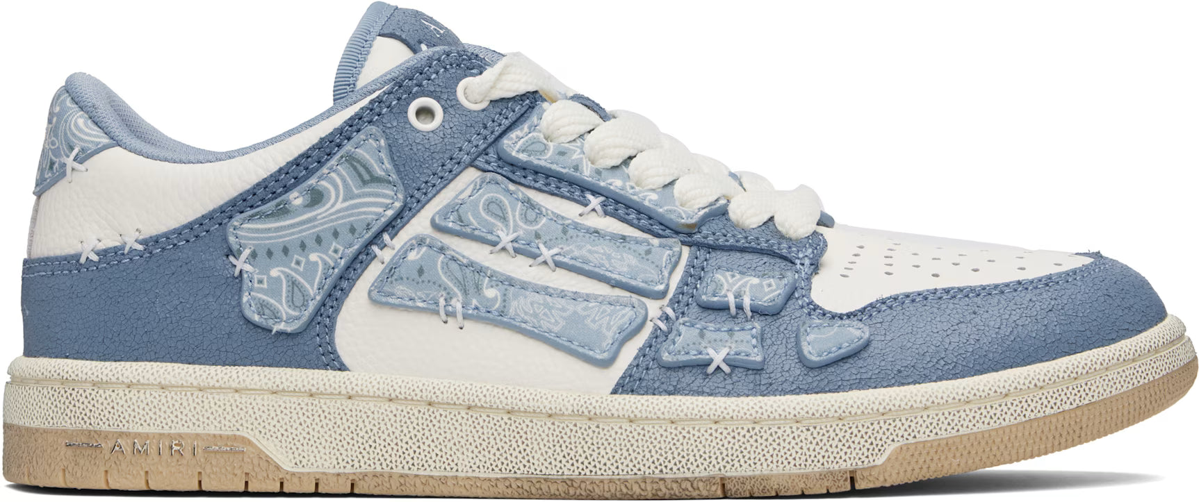 Blue & White Bandana Skel Top Low Sneakers