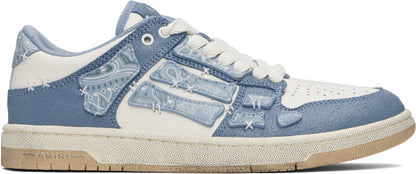 Blue & White Bandana Skel Top Low Sneakers