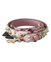 Floral Pink Leather Shoulder Strap