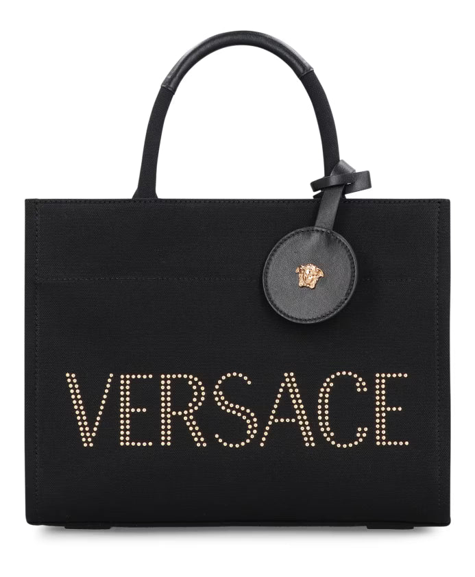 Canvas Tote Bag with Leather Details