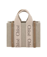 Linen Handbag with Leather Accents