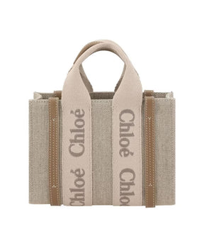 Linen Handbag with Leather Accents