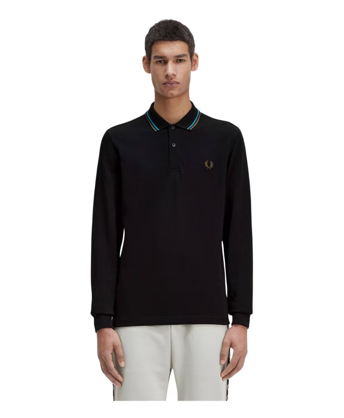 Fred Perry Long Sleeve Polo with Double Stripe