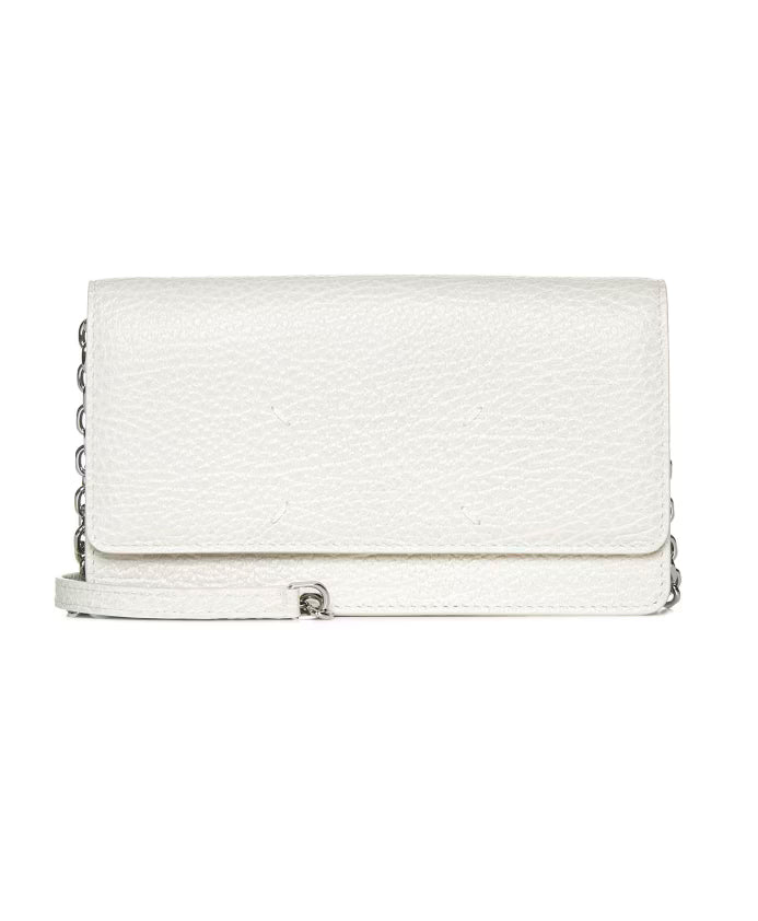 Grained Leather Wallet Bag with Chain