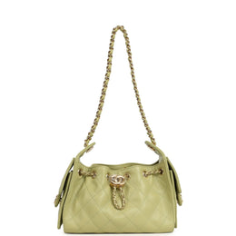 Chanel Mini 25 Hobo Bag Green Caviar Gold Hardware
