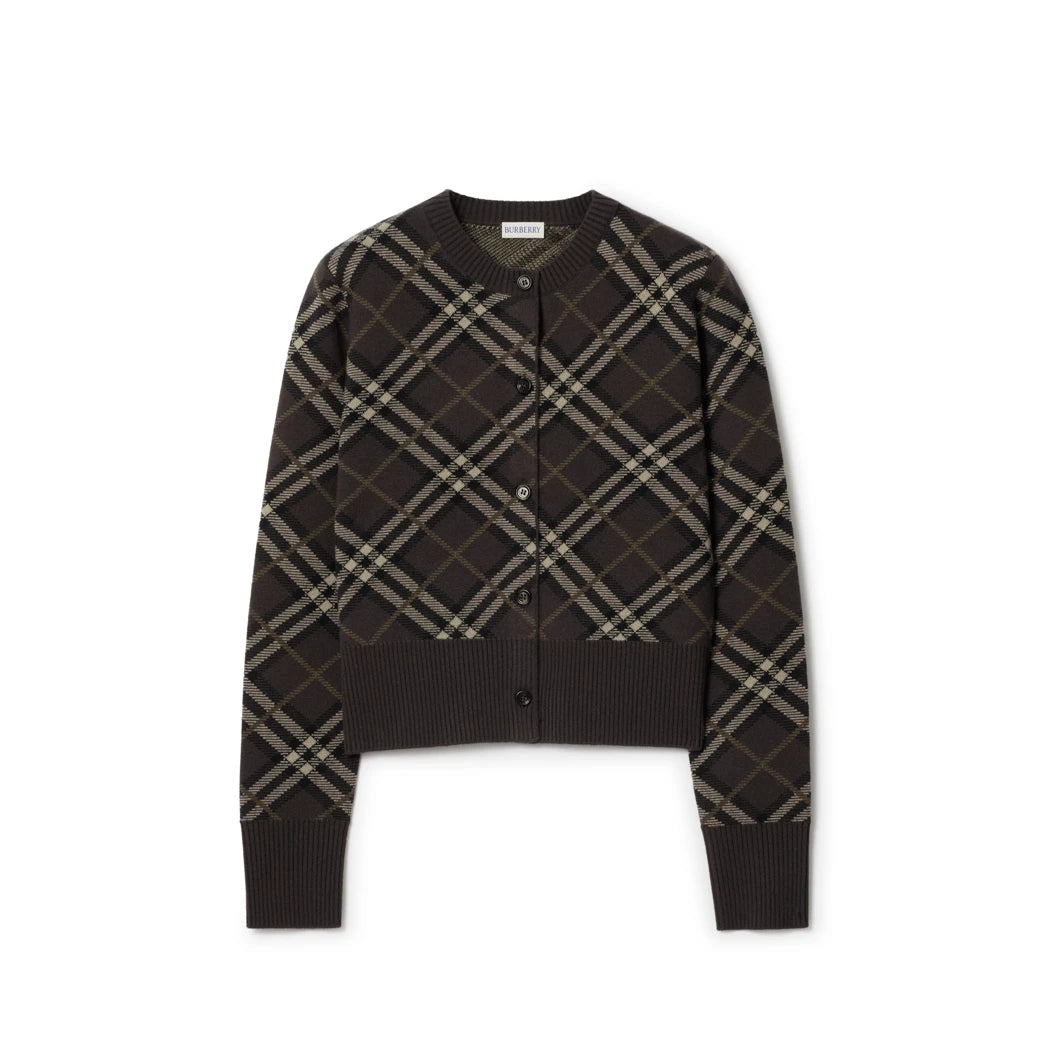 Check Wool Cashmere Cardigan