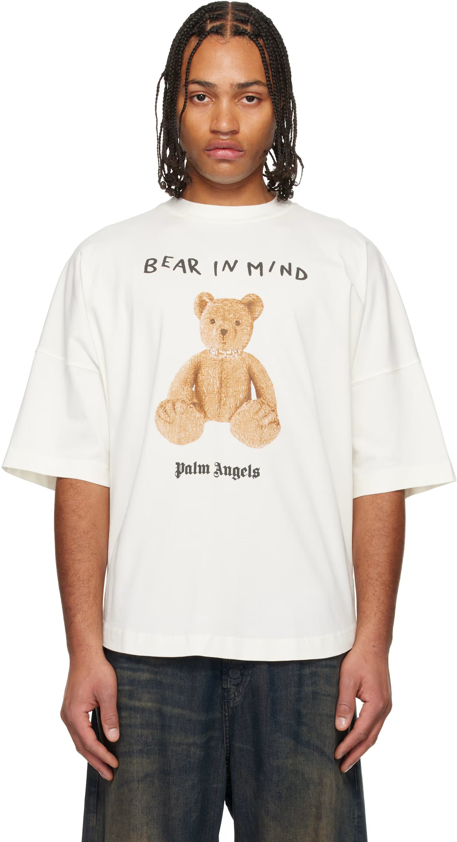 White 'Bear In Mind' Over T-shirt