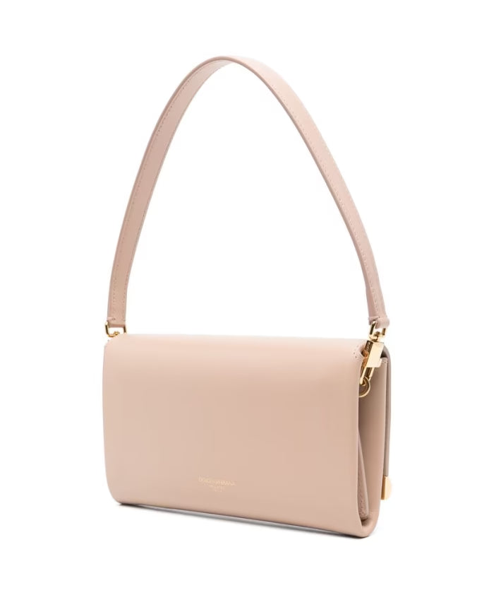 Beige Twist-Lock Shoulder Bag