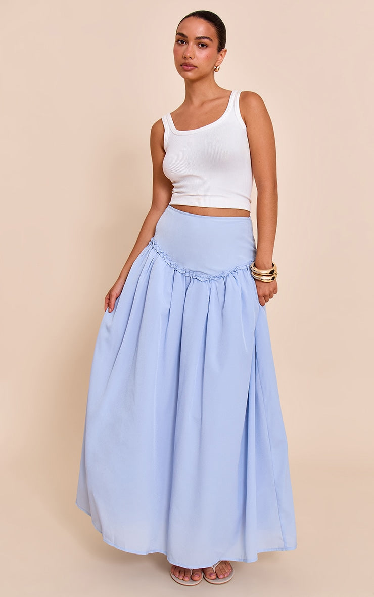 Pale Blue Volume Maxi Skirt