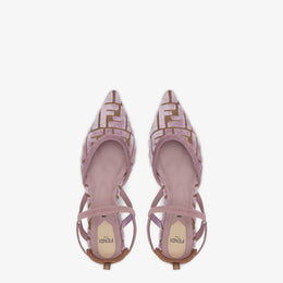 Mauve pink FF jacquard velvet flats