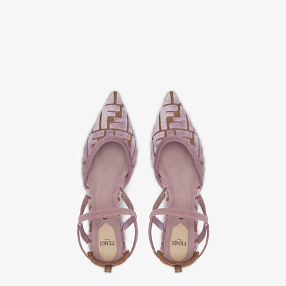 Mauve pink FF jacquard velvet flats