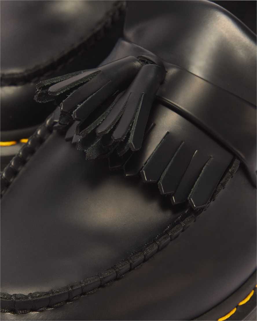 Adrian Bex Smooth Leather Tassel Loafers — Black