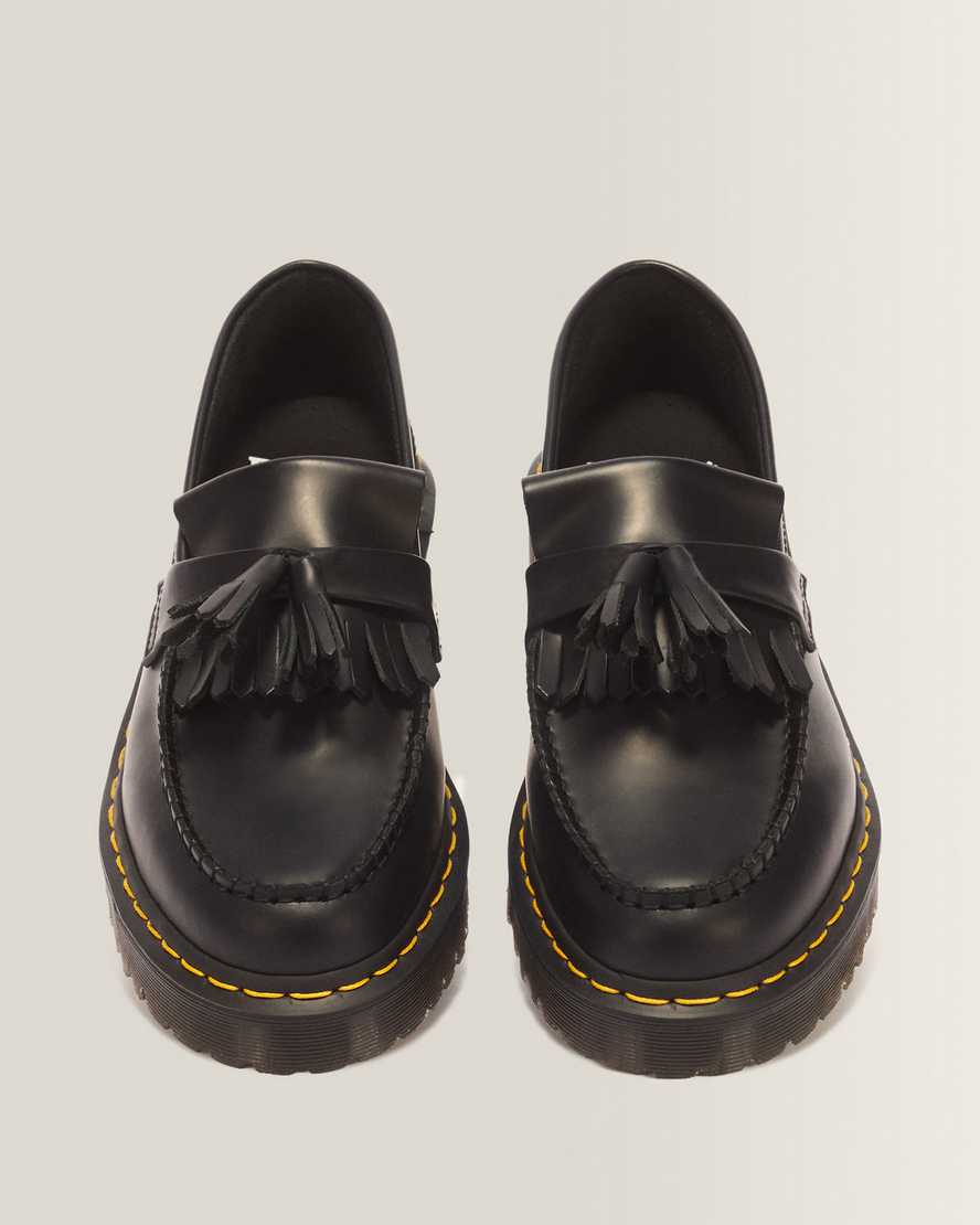 Adrian Bex Smooth Leather Tassel Loafers — Black