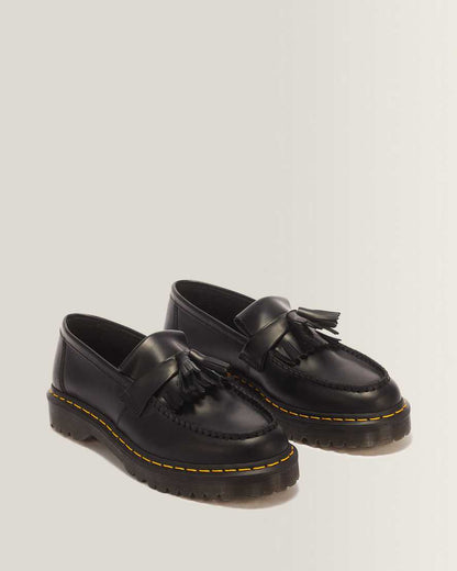 Adrian Bex Smooth Leather Tassel Loafers — Black