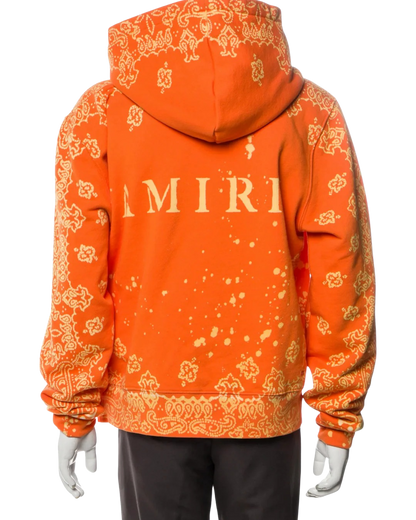 AMIRI BANDANA BLEACH HOODIE ORANGE