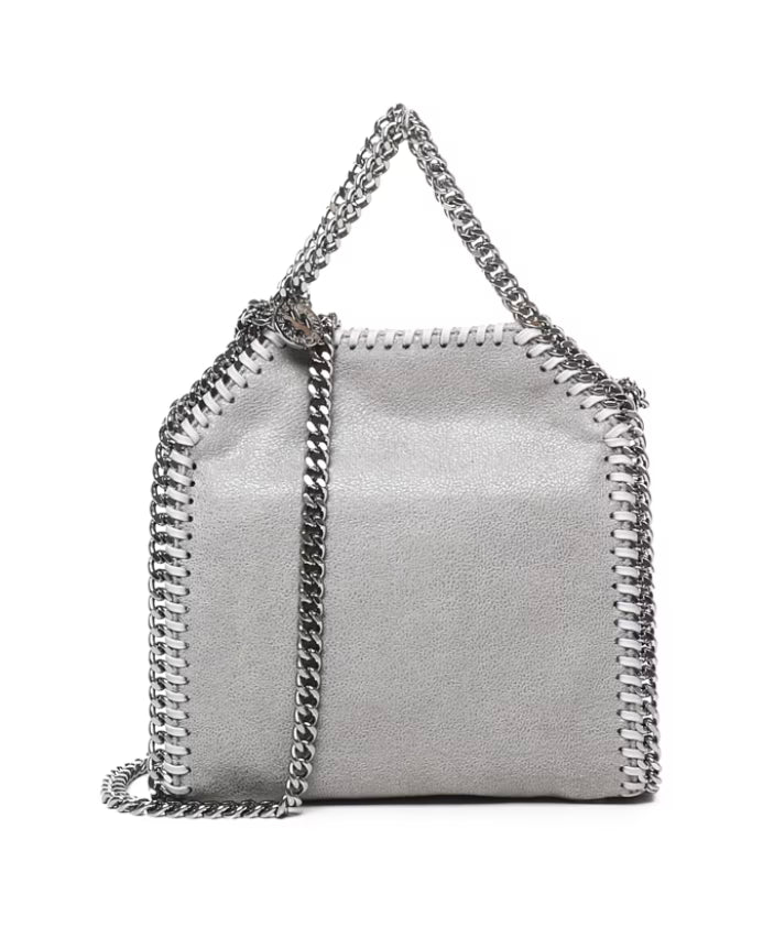 Grey Chain Shoulder Bag with Snap Button
