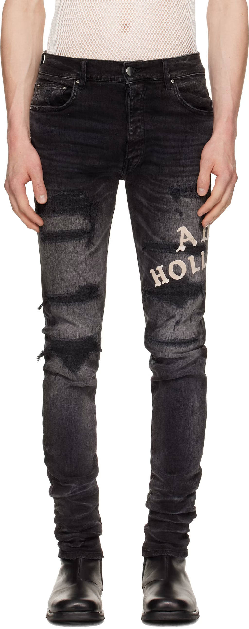 Black 'AMIRI Hollywood' Repaired Jeans