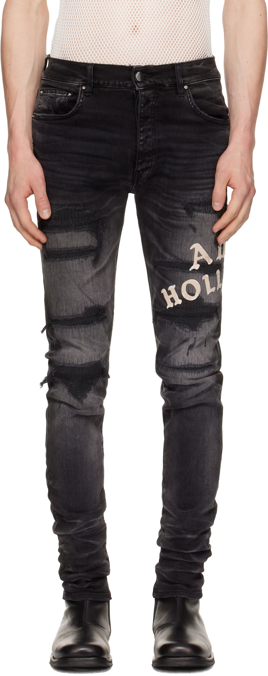 Black 'AMIRI Hollywood' Repaired Jeans