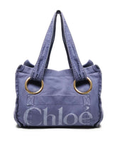 Blue Cotton Shoulder Bag with Pockets