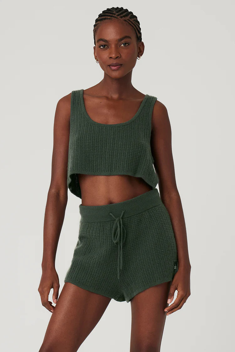 Cashmere Plush Waffle Cropped Tank