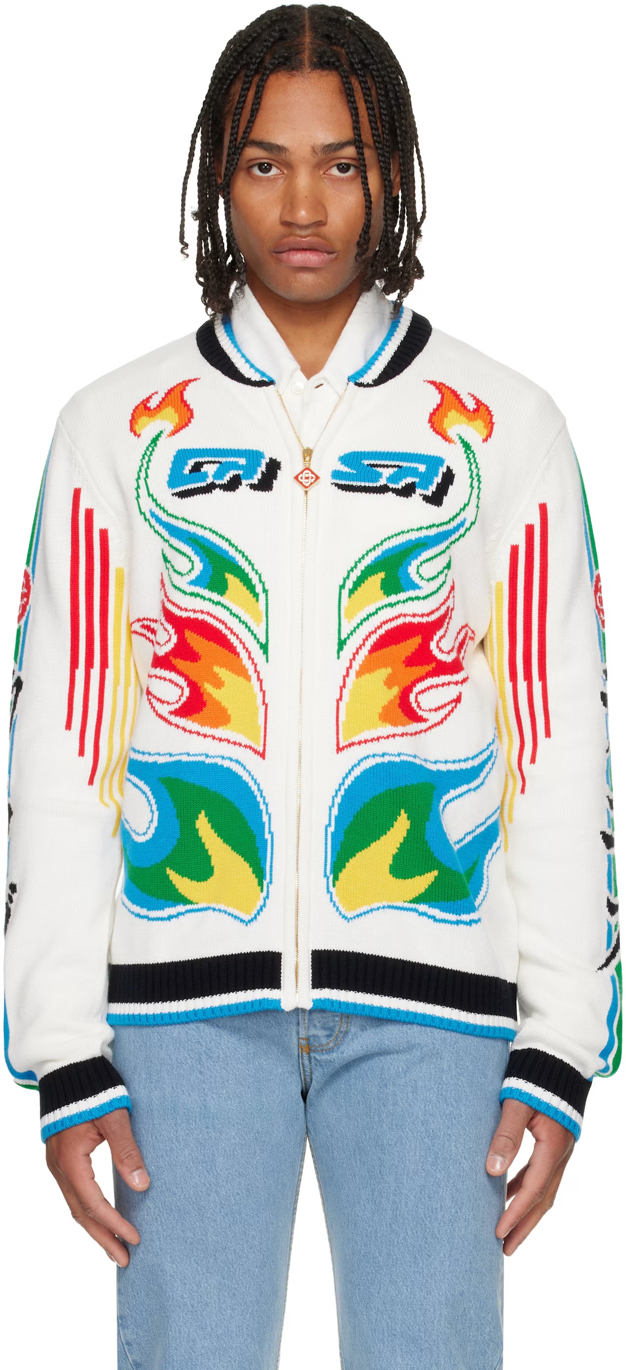 White Flame Laurel Cotton Knit Casa Club Jacket