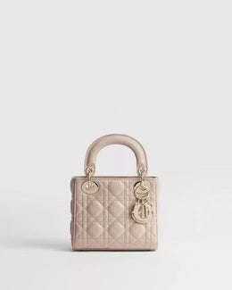 Mini Lady Dior Bag Powder Beige Cannage Lambskin