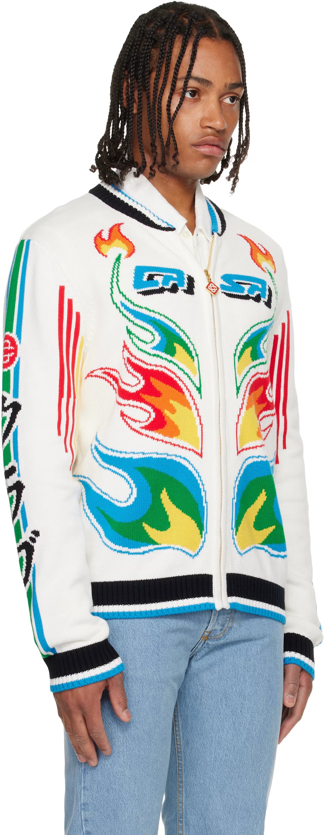 White Flame Laurel Cotton Knit Casa Club Jacket