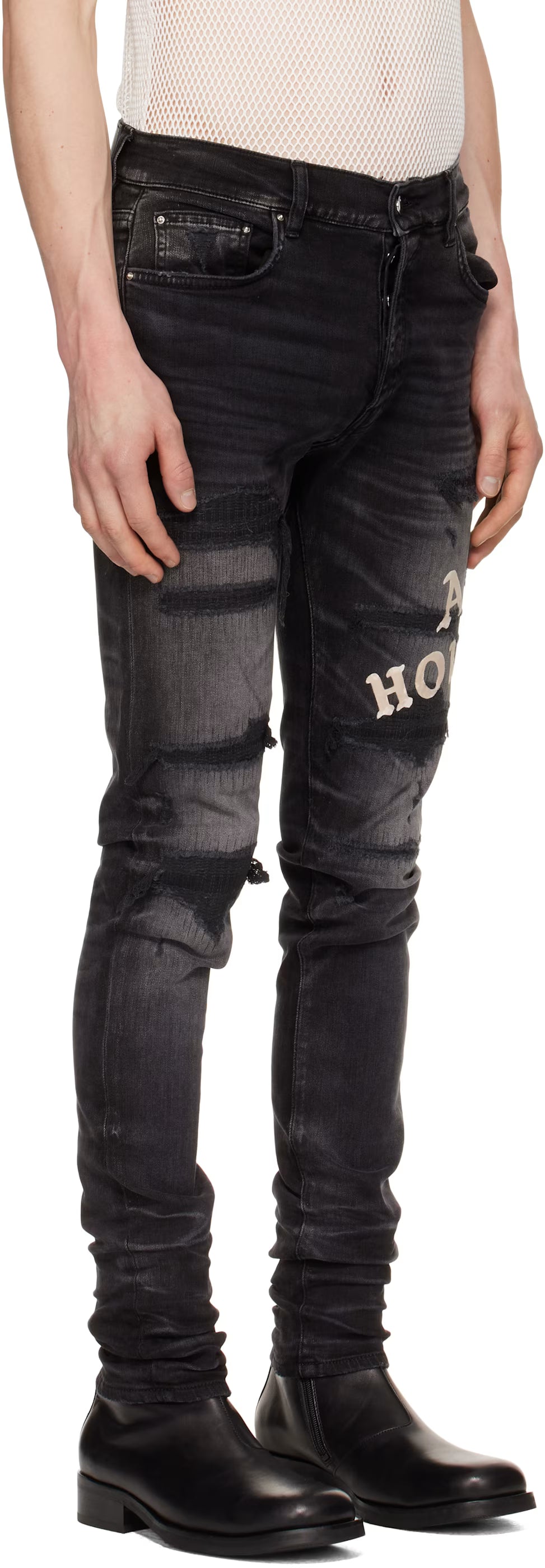 Black 'AMIRI Hollywood' Repaired Jeans