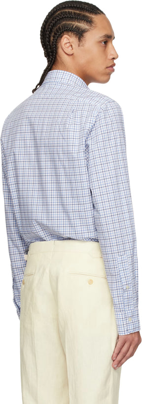 Polo Ralph Lauren White & Blue Classic Fit Tattersall Stretch Shirt