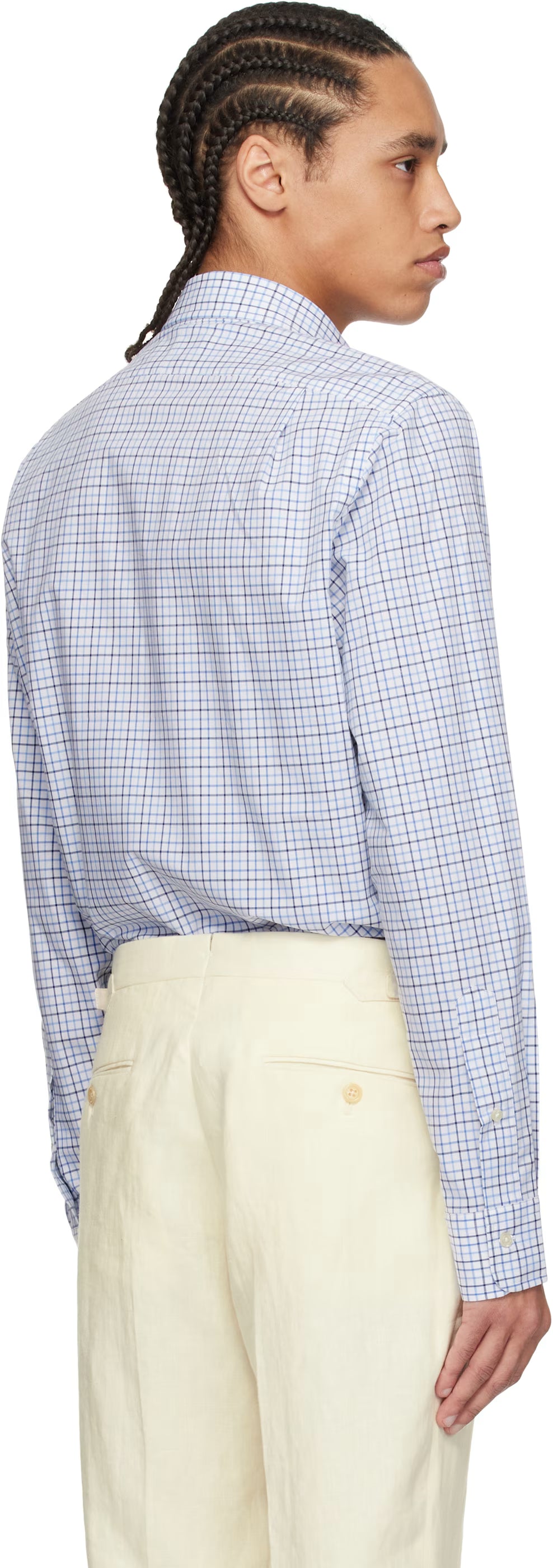 Polo Ralph Lauren White & Blue Classic Fit Tattersall Stretch Shirt