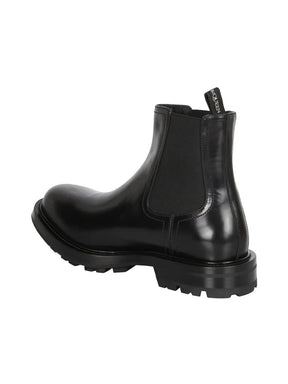 Men’s Black Leather Ankle Boots – Made in Italy, Classic Chelsea Style
