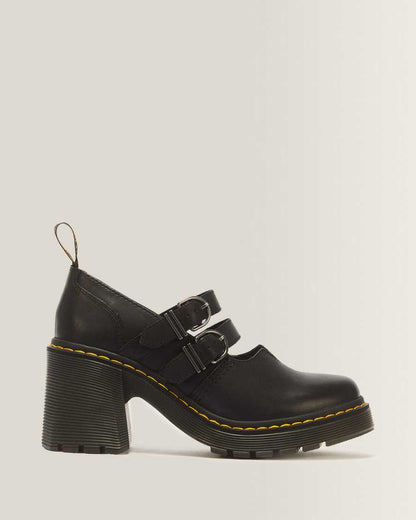 Eviee Sendal Leather Heeled Shoes — Black