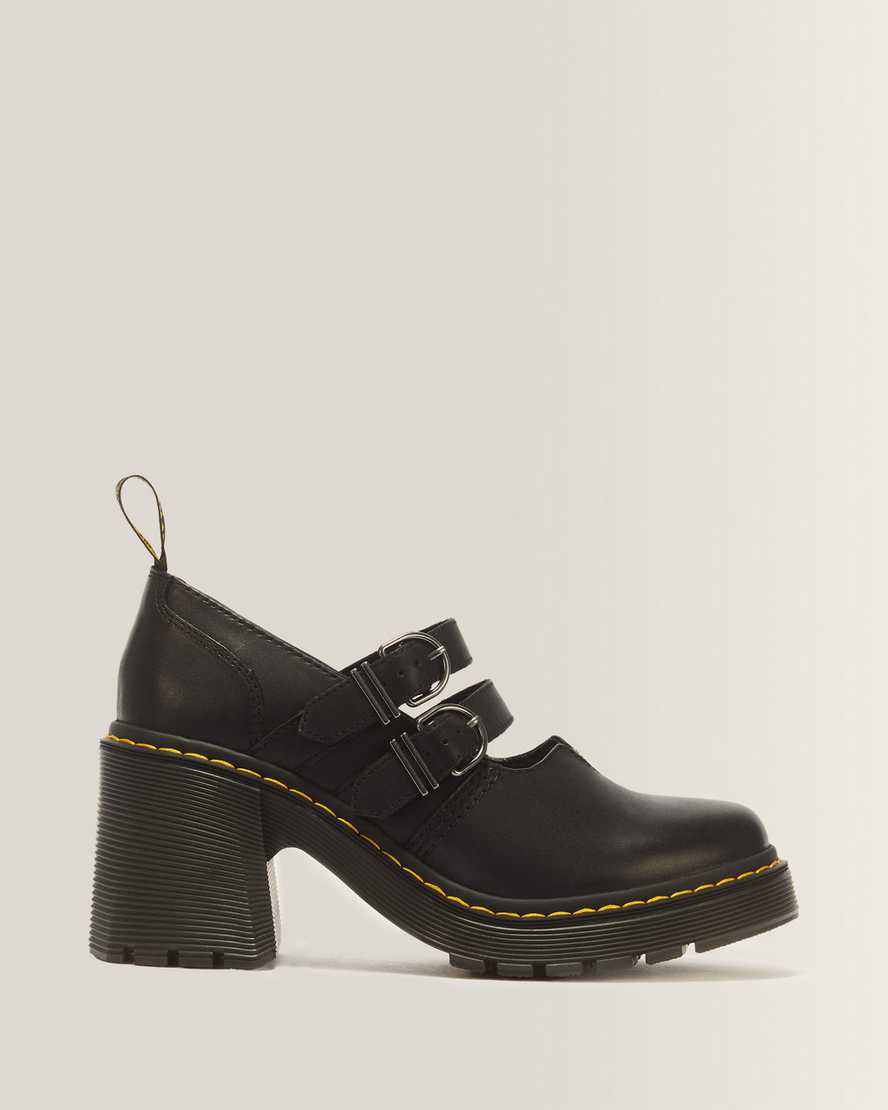 Eviee Sendal Leather Heeled Shoes — Black