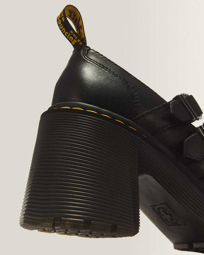 Eviee Sendal Leather Heeled Shoes — Black